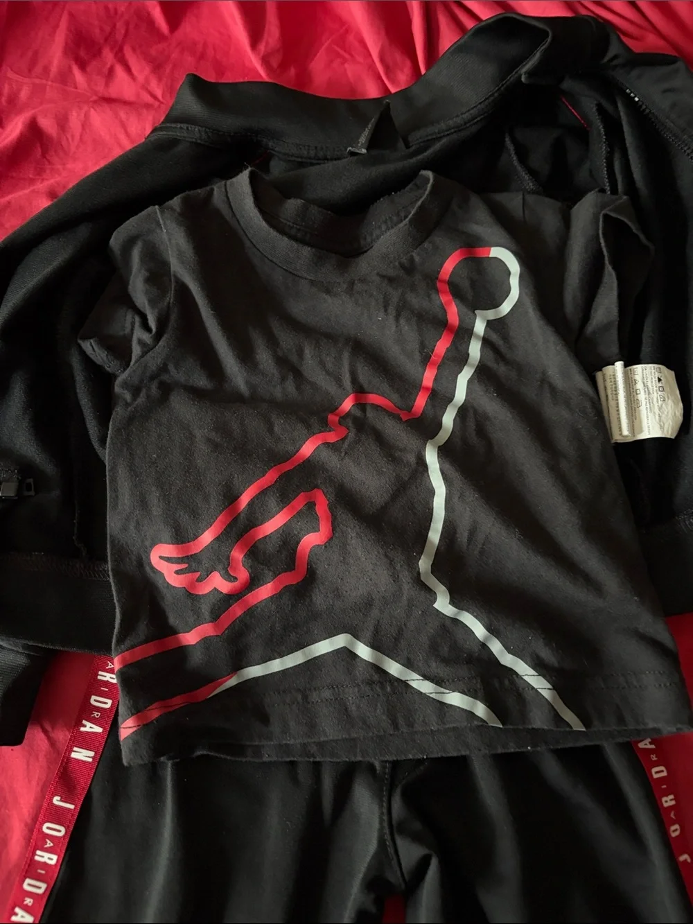 Jordan Black Jogging Set with Red and White Accents